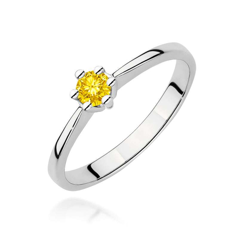Inel Aur 9K cu Diamant Galben de Laborator 0.15 ct, imaginea 5 din 8