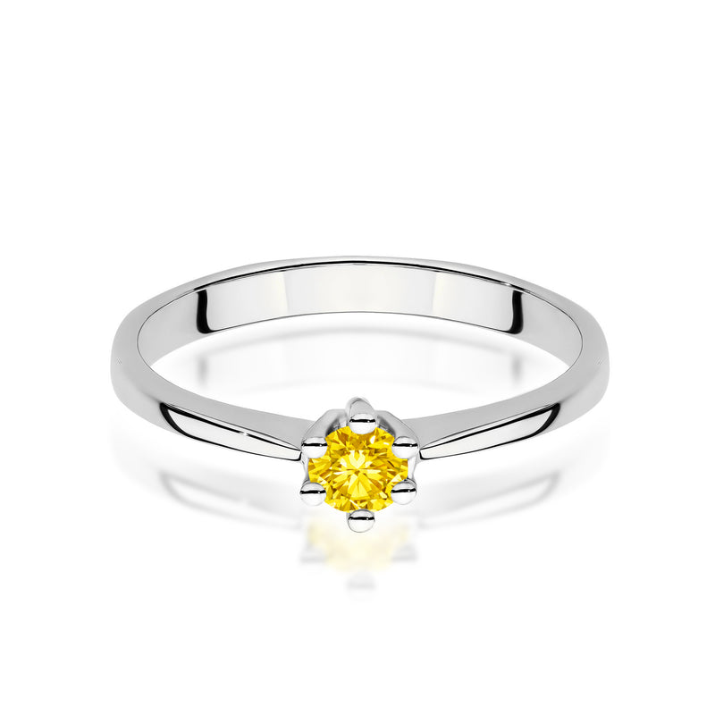 Inel Aur 9K cu Diamant Galben de Laborator 0.15 ct, imaginea 6 din 8