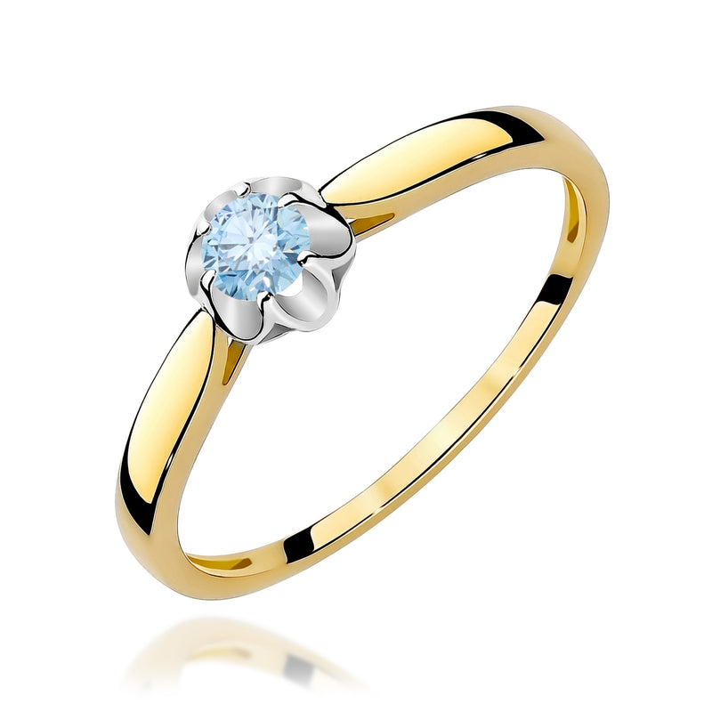 Inel Aur 14K cu Diamant Albastru de Laborator 0.15 ct — Aur galben