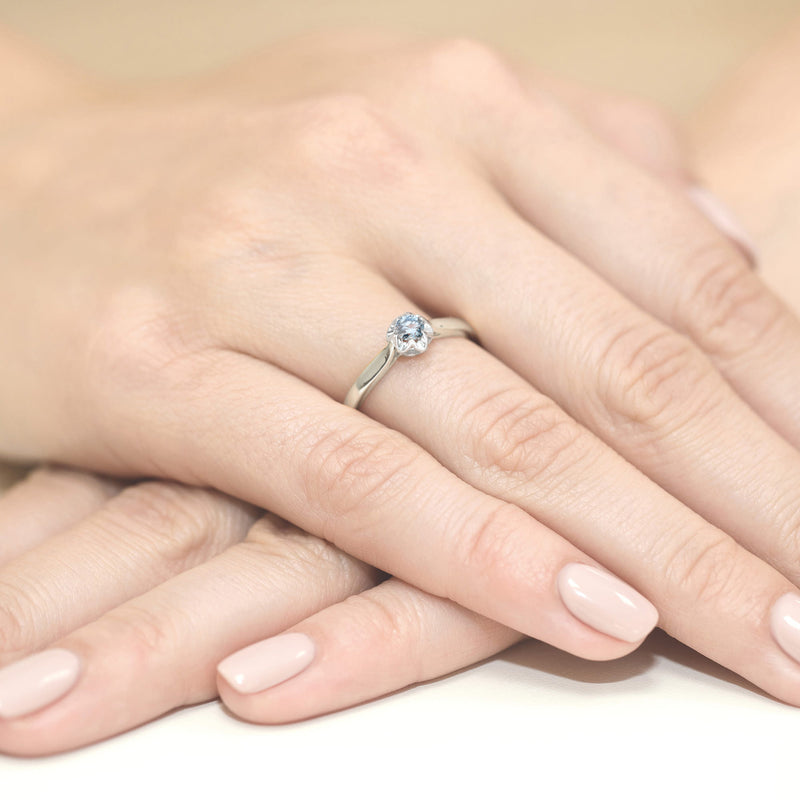 Inel Aur 14K cu Diamant Albastru de Laborator 0.15 ct, imaginea 12 din 12