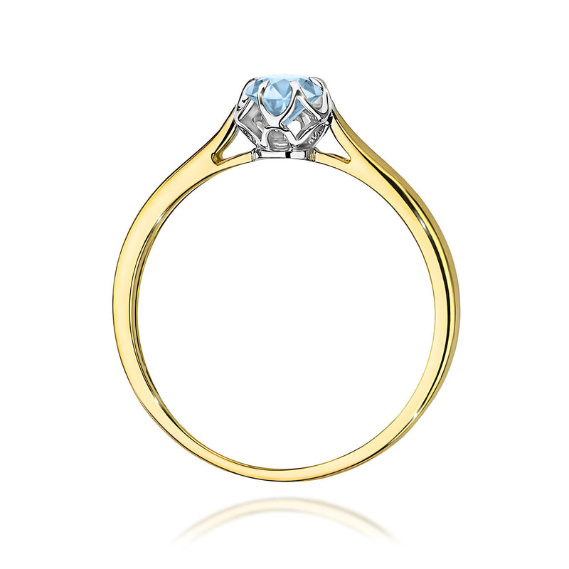 Inel Aur 14K cu Diamant Albastru de Laborator 0.15 ct, imaginea 3 din 12