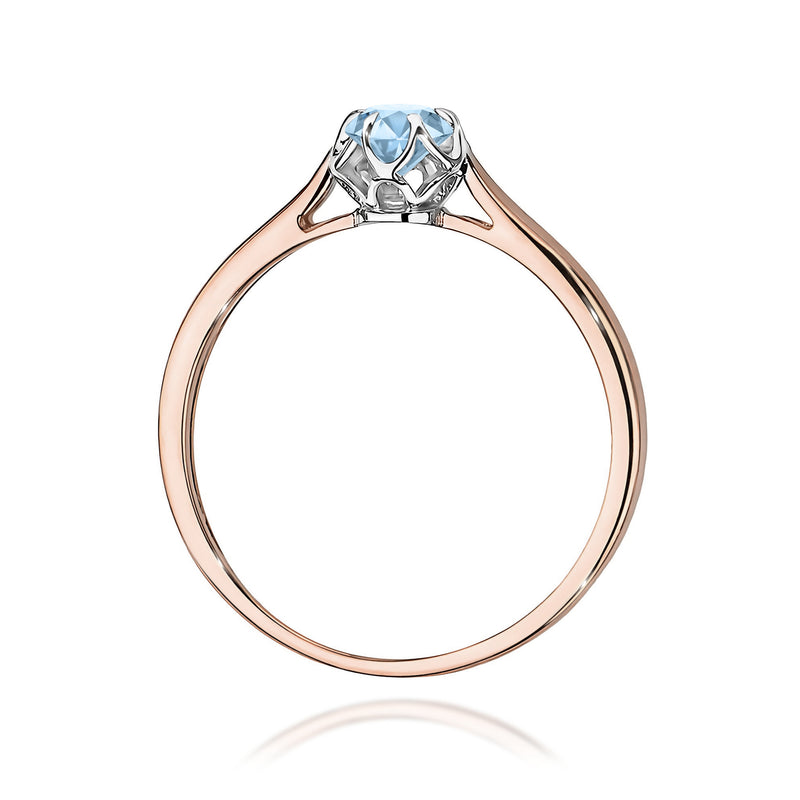Inel Aur 14K cu Diamant Albastru de Laborator 0.15 ct, imaginea 7 din 12