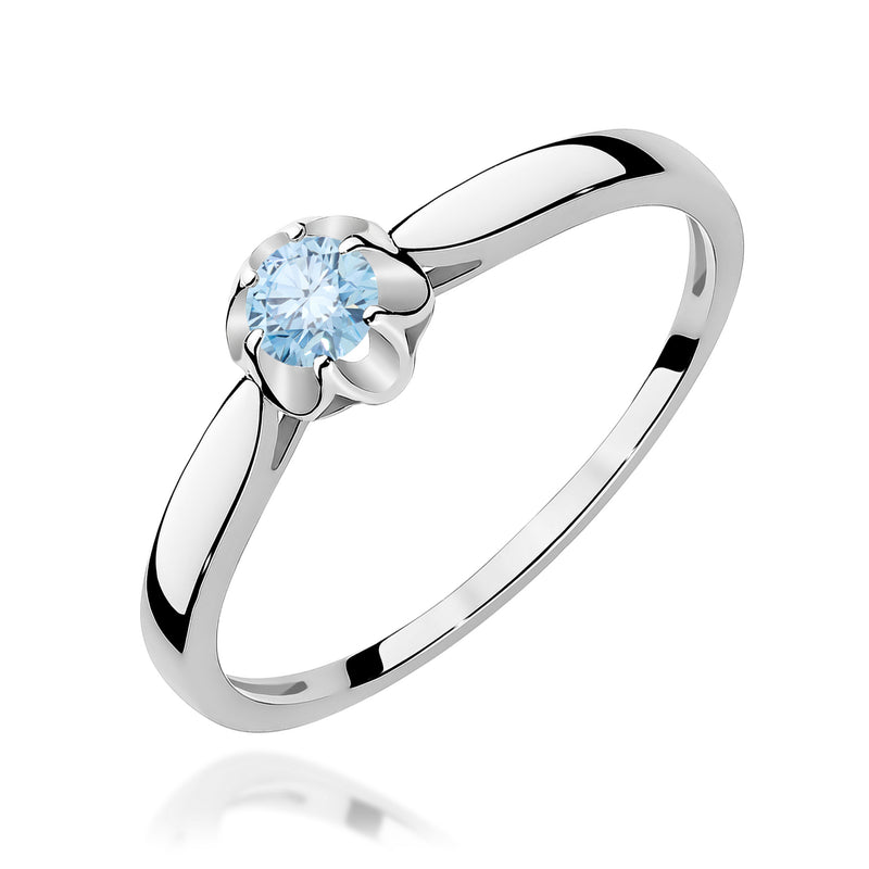 Inel Aur 14K cu Diamant Albastru de Laborator 0.15 ct, imaginea 9 din 12