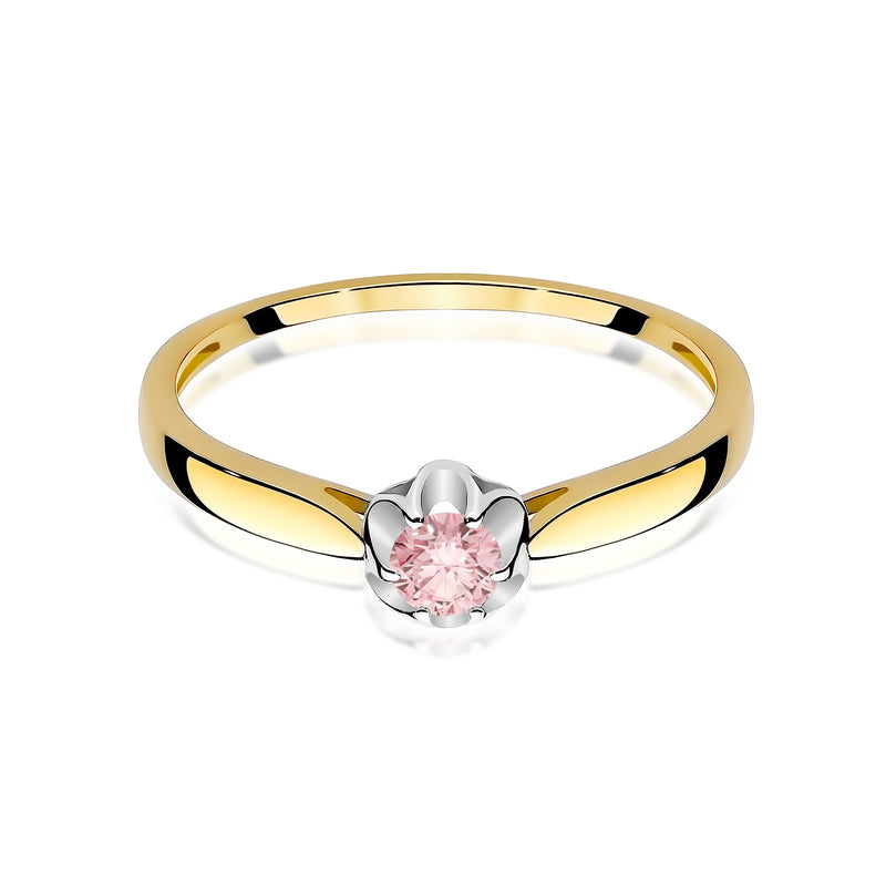 Inel Aur 14K cu Diamant Roz de Laborator 0.15 ct, imaginea 2 din 12