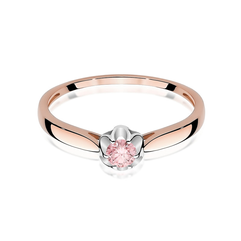 Inel Aur 14K cu Diamant Roz de Laborator 0.15 ct, imaginea 6 din 12