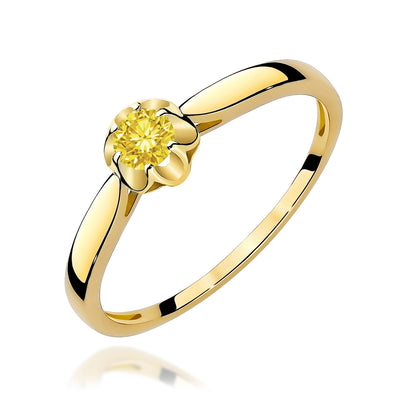 Inel Aur 14K cu Diamant Galben de Laborator 0.15 ct