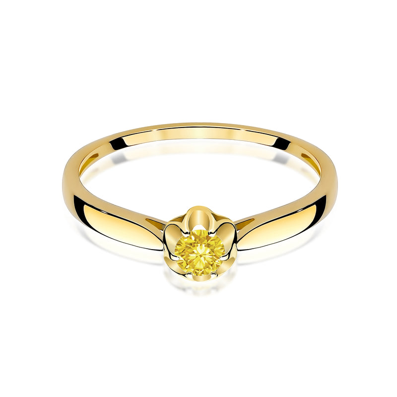 Inel Aur 14K cu Diamant Galben de Laborator 0.15 ct, imaginea 2 din 12
