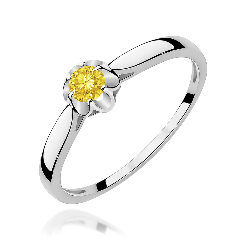 Inel Aur 14K cu Diamant Galben de Laborator 0.15 ct, imaginea 9 din 12