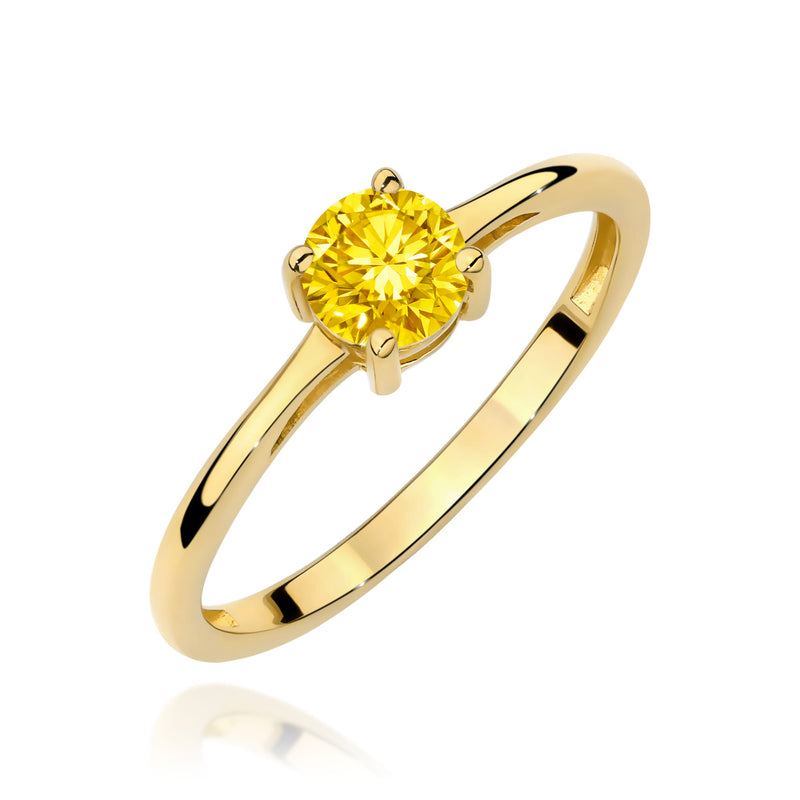 Inel Aur 14K cu Diamant Galben de Laborator 0.50 ct — Aur galben