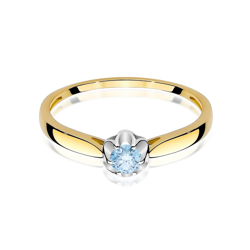 Inel Aur 9K cu Diamant Albastru de Laborator 0.15 ct, imaginea 2 din 8