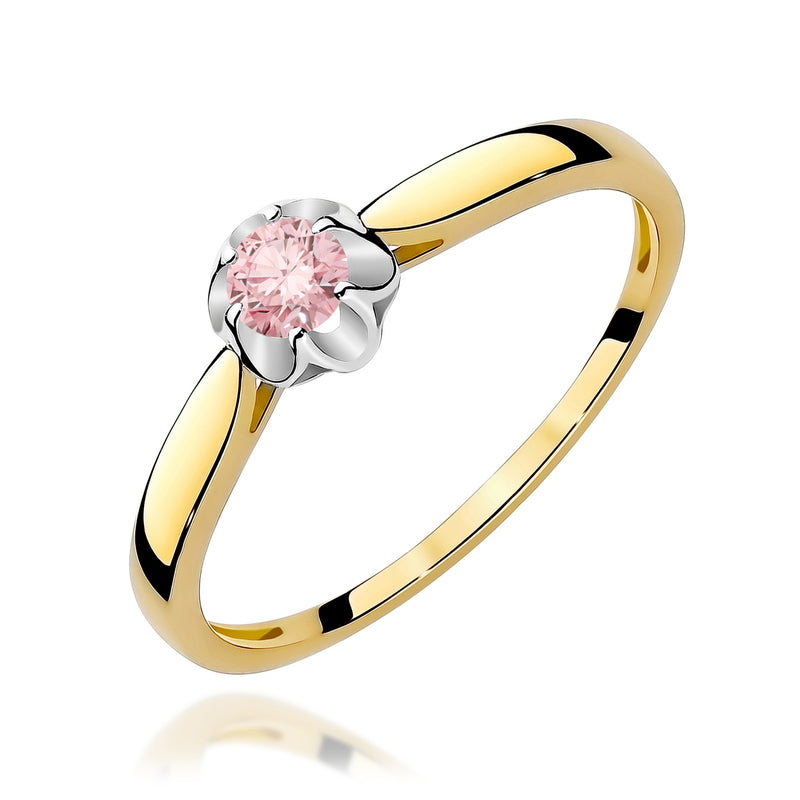 Inel Aur 9K cu Diamant Roz de Laborator 0.15 ct — Aur galben
