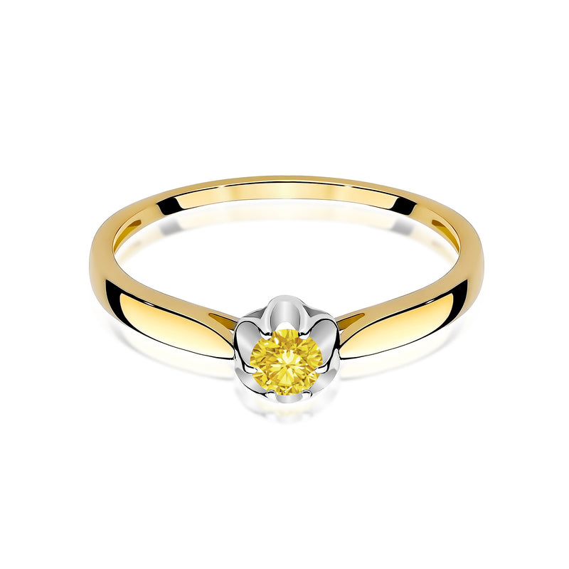 Inel Aur 9K cu Diamant Galben de Laborator 0.15 ct, imaginea 2 din 8