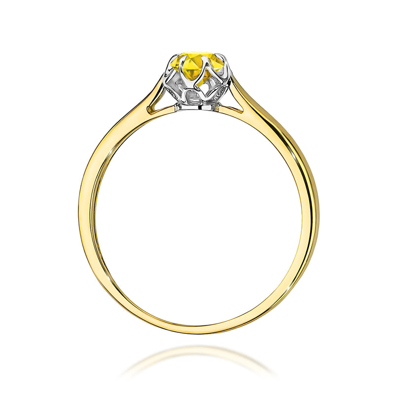 Inel Aur 9K cu Diamant Galben de Laborator 0.15 ct, imaginea 3 din 8