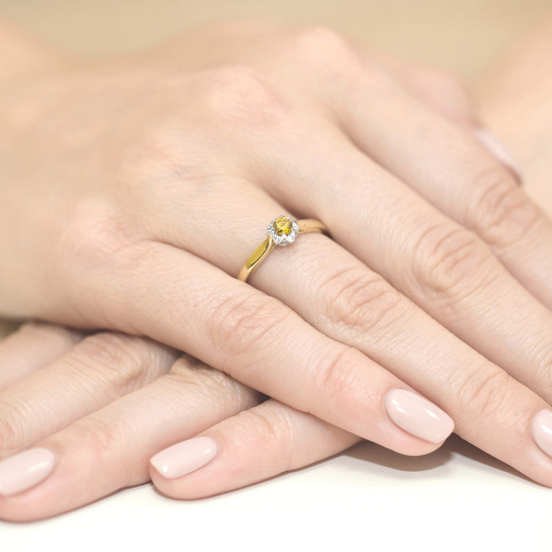 Inel Aur 9K cu Diamant Galben de Laborator 0.15 ct, imaginea 4 din 8