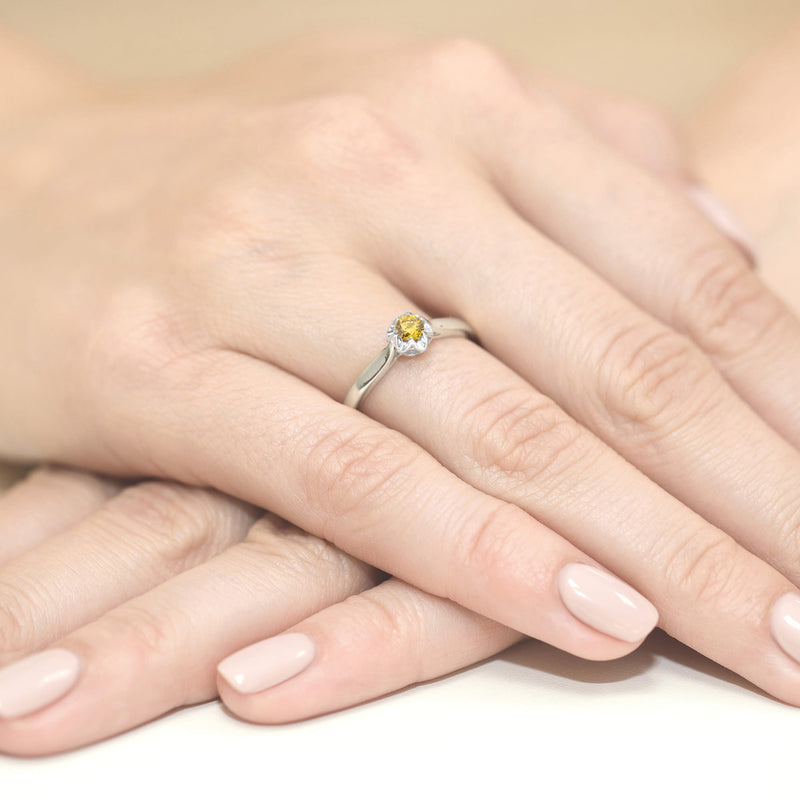 Inel Aur 9K cu Diamant Galben de Laborator 0.15 ct, imaginea 8 din 8