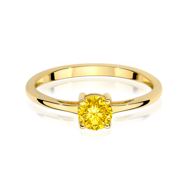Inel Aur 9K cu Diamant Galben de Laborator 0.50 ct, imaginea 2 din 8