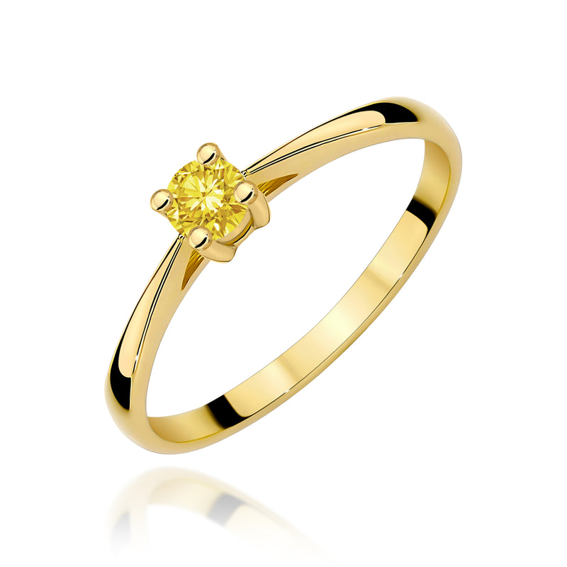 Inel Aur 9K cu Diamant de Laborator 0.15 ct — Aur galben