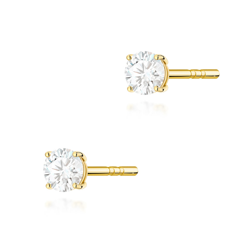 Cercei Aur 14K cu Diamant Natural 0.15 ct — Aur galben