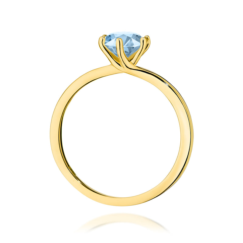Inel Aur 14K cu Diamant Albastru de Laborator 1.00 ct, imaginea 3 din 12