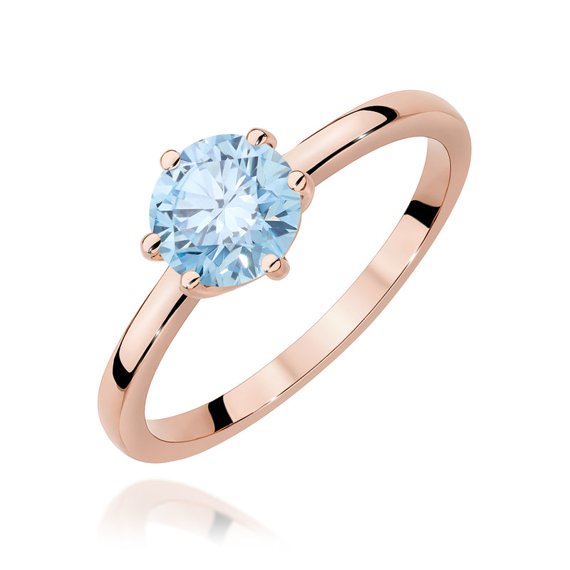 Inel Aur 14K cu Diamant Albastru de Laborator 1.00 ct, imaginea 5 din 12