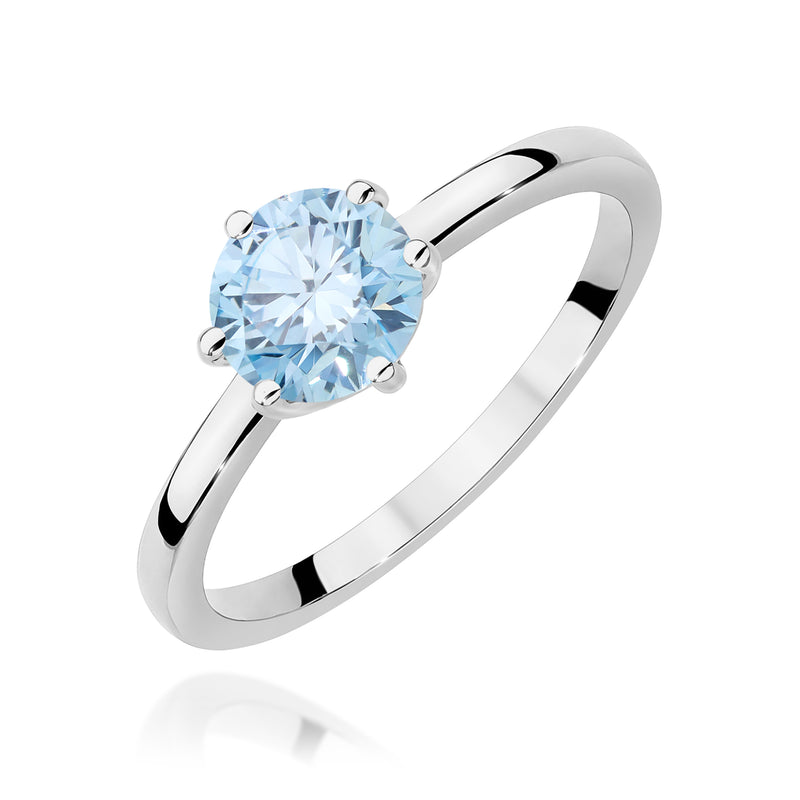 Inel Aur 14K cu Diamant Albastru de Laborator 1.00 ct, imaginea 9 din 12