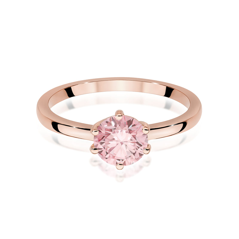 Inel Aur 14K cu Diamant Roz de Laborator 1.00 ct, imaginea 6 din 12