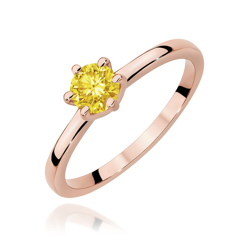 Inel Aur 14K cu Diamant Galben de Laborator 0.50 ct, imaginea 5 din 12