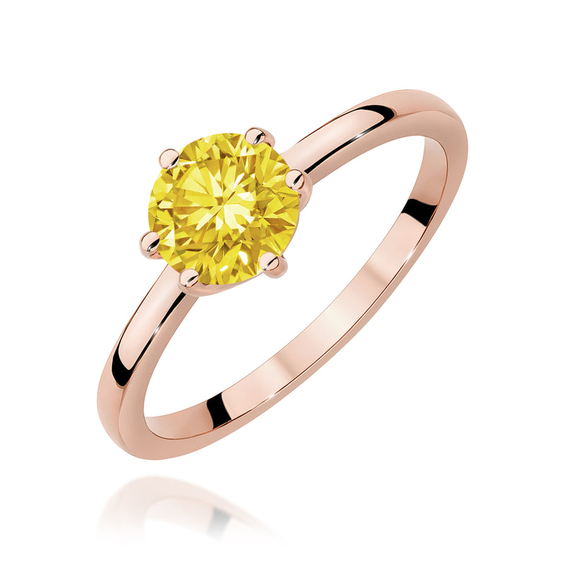 Inel Aur 14K cu Diamant Galben de Laborator 1.00 ct, imaginea 5 din 12