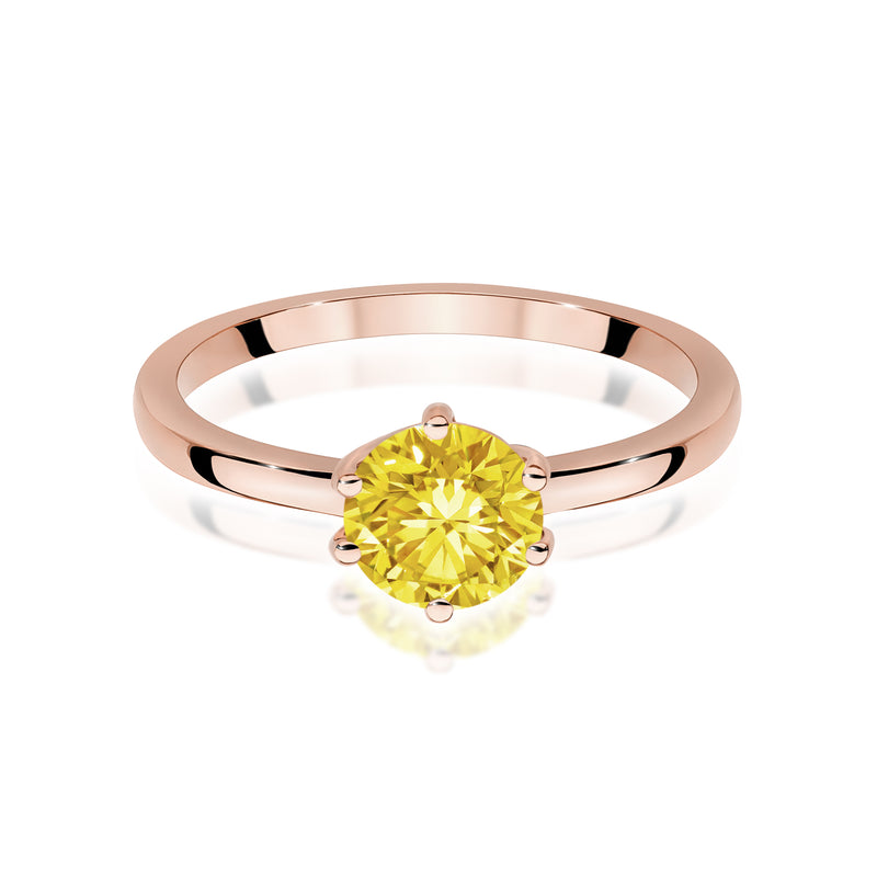 Inel Aur 14K cu Diamant Galben de Laborator 1.00 ct, imaginea 6 din 12