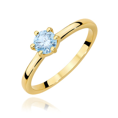 Inel Aur 9K cu Diamant Albastru de Laborator 0.50 ct