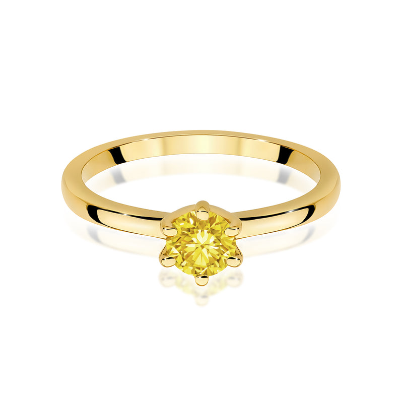 Inel Aur 9K cu Diamant Galben de Laborator 0.50 ct, imaginea 2 din 8