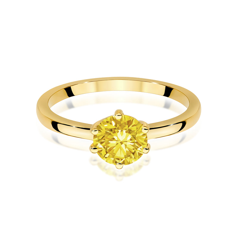 Inel Aur 9K cu Diamant Galben de Laborator 1.00 ct, imaginea 2 din 8