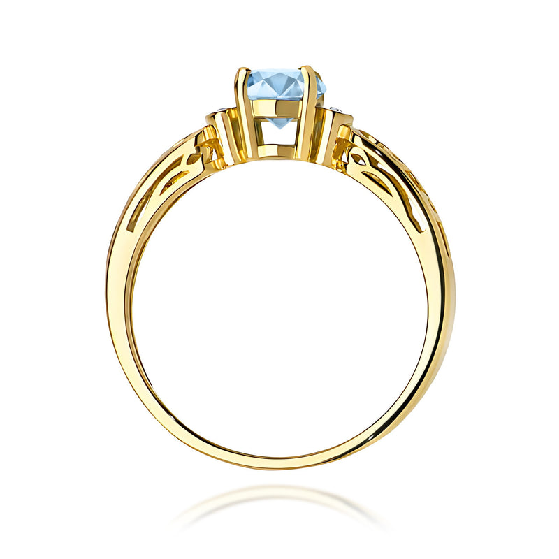 Inel Aur 14K cu Diamante Albastre de Laborator 0.52 ct, imaginea 3 din 12