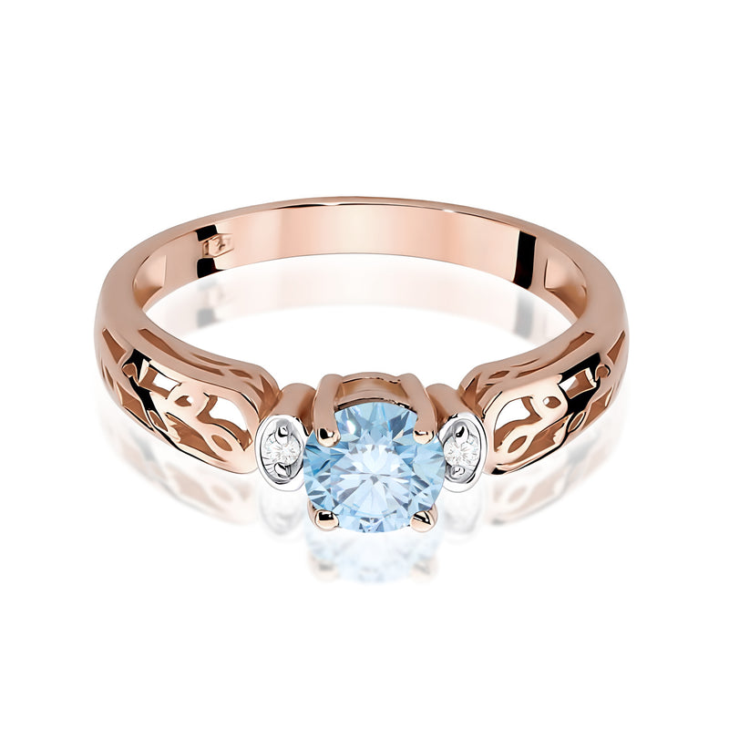 Inel Aur 14K cu Diamante Albastre de Laborator 0.52 ct, imaginea 6 din 12