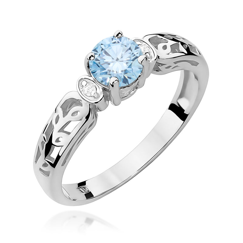 Inel Aur 14K cu Diamante Albastre de Laborator 0.52 ct, imaginea 9 din 12