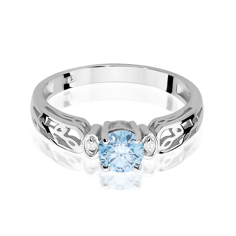 Inel Aur 14K cu Diamante Albastre de Laborator 0.52 ct, imaginea 10 din 12