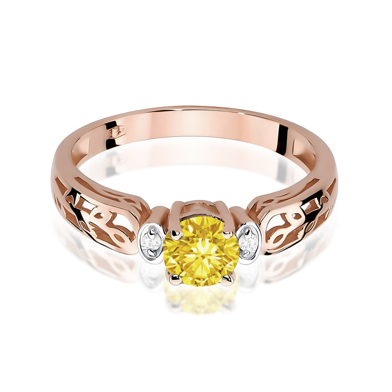 Inel Aur 14K cu Diamante Galbene de Laborator 0.52 ct, imaginea 6 din 12