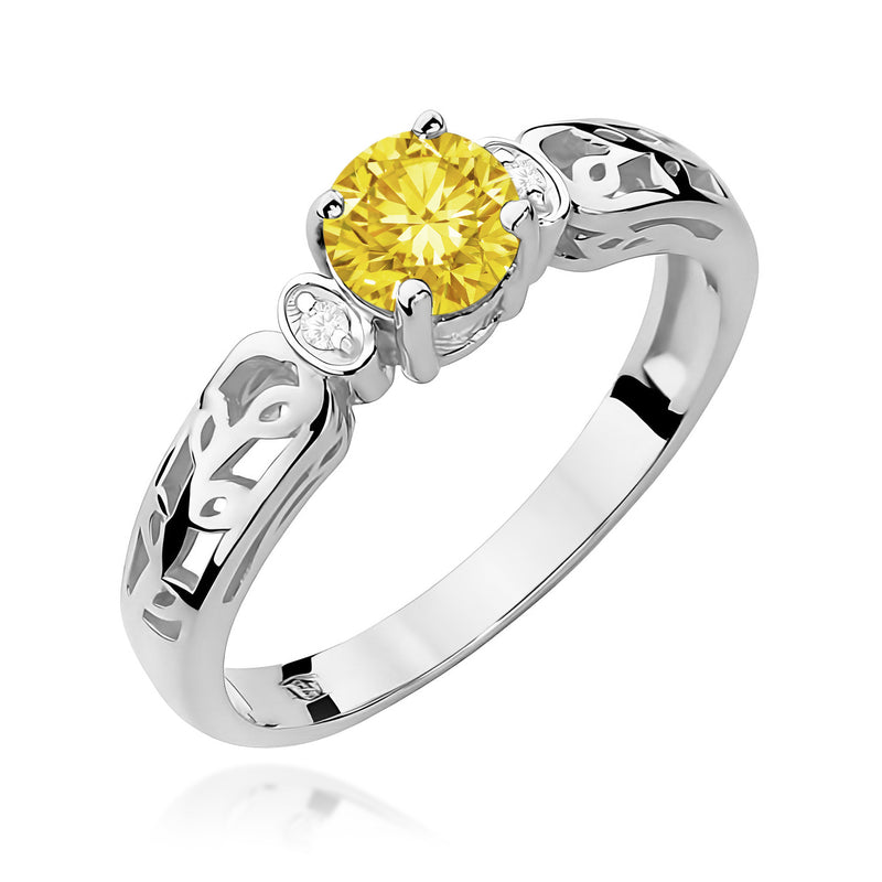 Inel Aur 14K cu Diamante Galbene de Laborator 0.52 ct, imaginea 9 din 12