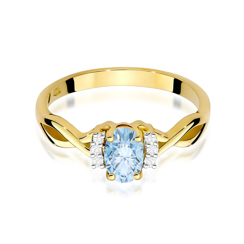 Inel Aur 14K cu Diamante Albastre de Laborator 0.55 ct, imaginea 2 din 12