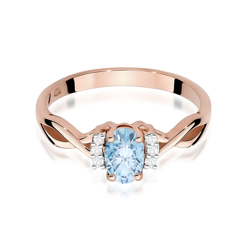 Inel Aur 14K cu Diamante Albastre de Laborator 0.55 ct, imaginea 6 din 12