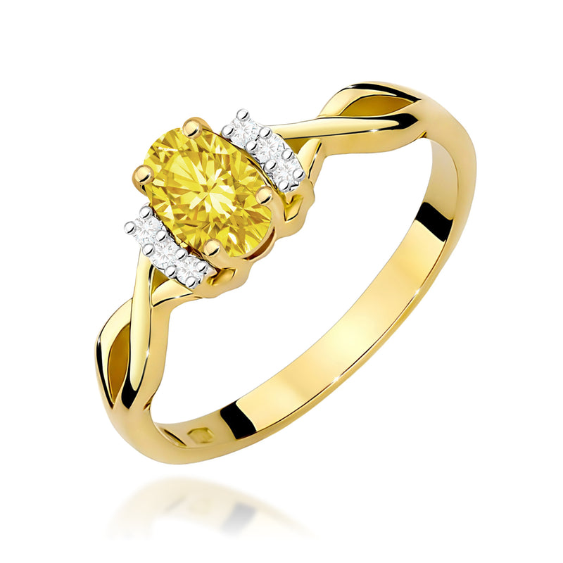 Inel Aur 14K cu Diamante Galbene de Laborator 0.55 ct — Aur galben