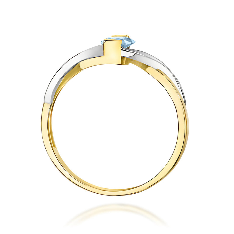 Inel Aur 14K cu Diamante Albastre de Laborator 0.55 ct, imaginea 3 din 12
