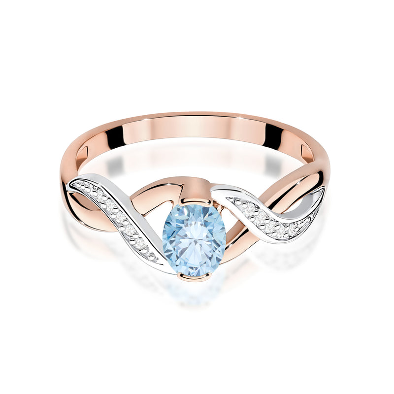 Inel Aur 14K cu Diamante Albastre de Laborator 0.55 ct, imaginea 6 din 12