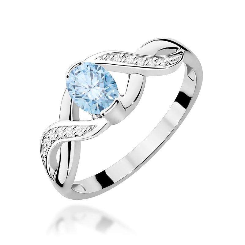 Inel Aur 14K cu Diamante Albastre de Laborator 0.55 ct, imaginea 9 din 12