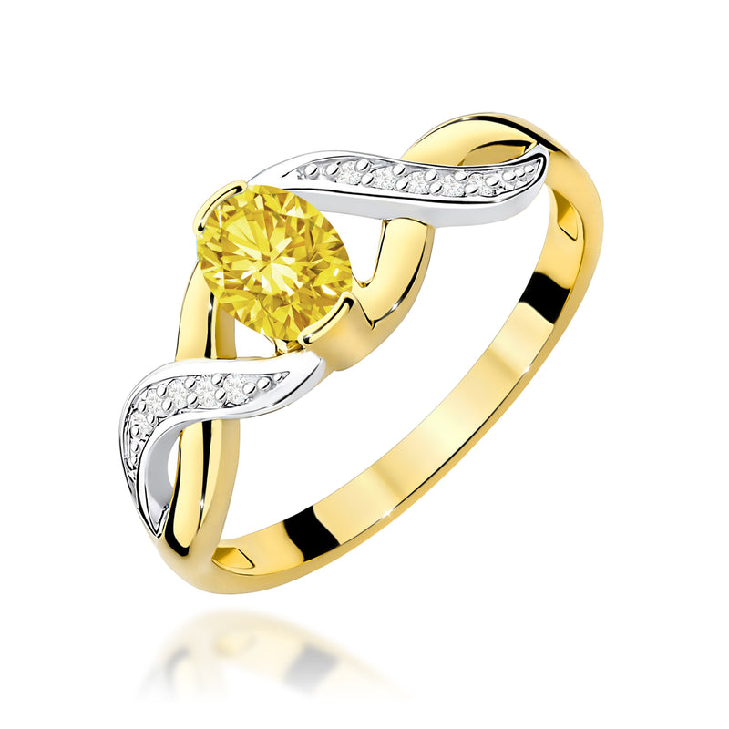 Inel Aur 14K cu Diamante Galbene de Laborator 0.55 ct — Aur galben