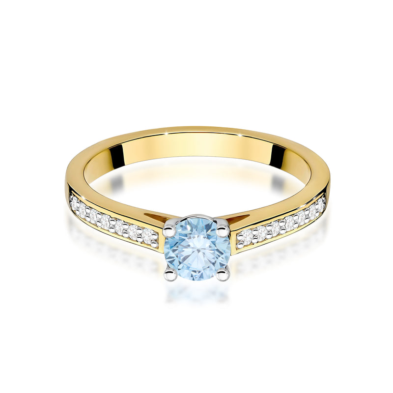 Inel Aur 14K cu Diamante Albastre de Laborator 0.62 ct, imaginea 2 din 12