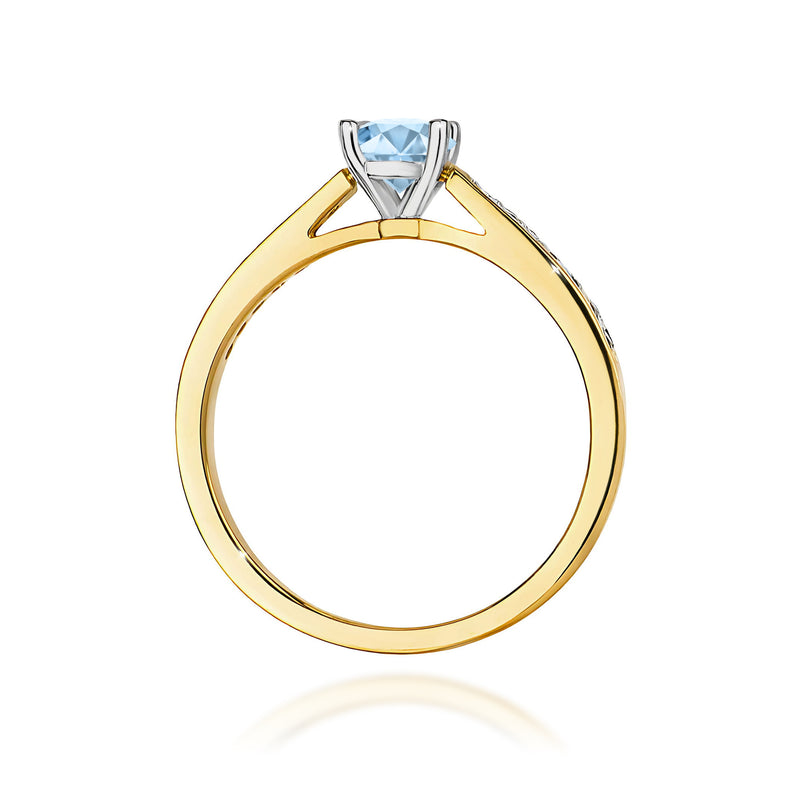 Inel Aur 14K cu Diamante Albastre de Laborator 0.62 ct, imaginea 3 din 12
