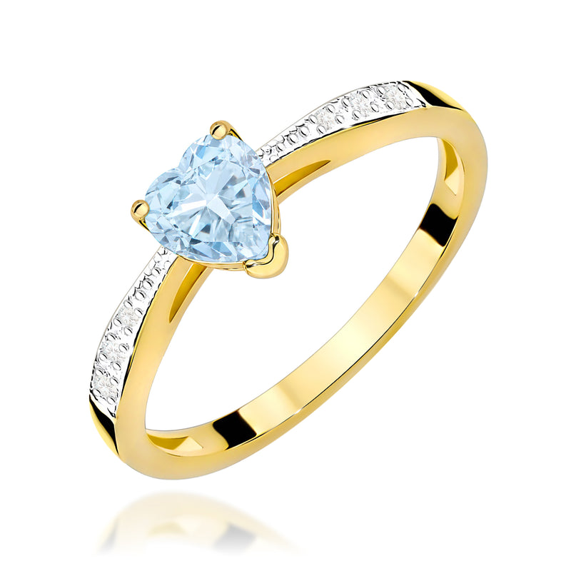 Inel Aur 14K cu Diamante Albastre de Laborator 0.53 ct — Aur galben