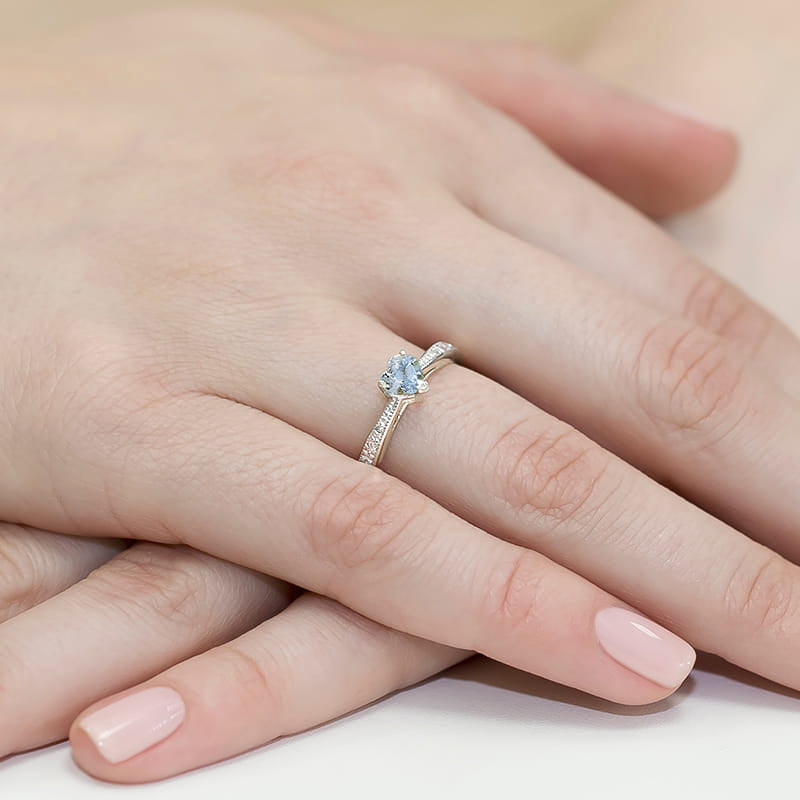 Inel Aur 14K cu Diamante Albastre de Laborator 0.53 ct, imaginea 12 din 12