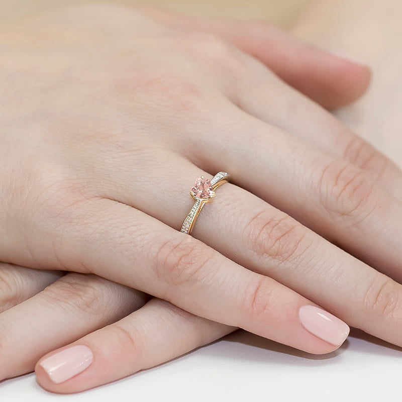 Inel Aur 14K cu Diamante Roz de Laborator 0.53 ct, imaginea 4 din 12